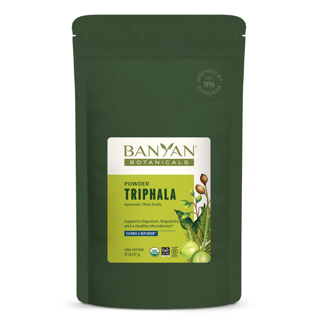 Banyan Botanics Triphala Powder - 有机文摘增刊,配有Amla,Haritaki & Bibhitaki – 文摘,Colon Support & Health Gut Microbiome * - 1/2 lb - 非GMO 可持续来源 Vegan