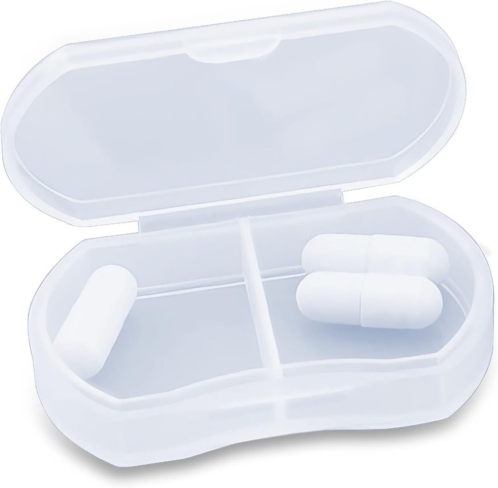 Purse Small Pill Projecter Portable Travel Daily Pill 集装箱 AM & PM Mini Pill 盒 维他命,鱼油, 补充持有器(1 PCS, 白色)