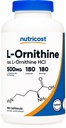 营养成本L-Ornithine 500mg, 180 Capsules - 非GMO和Gluten Free