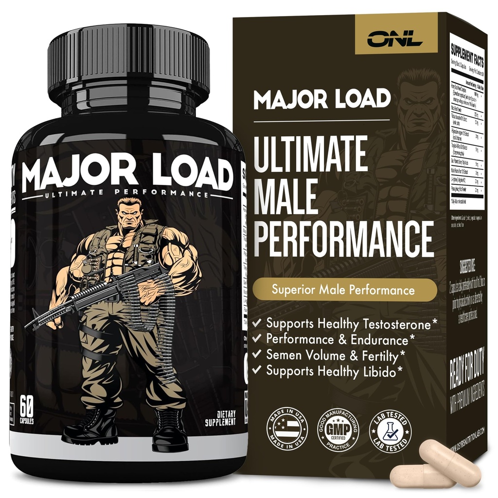 男子主要负载测试酮助推器 - 配有Horny Goat Weed, Maca Root, & Tribulus Terrestris - Tongkat Ali Men's Energy, Stamina & Power - 测试助推器 60 Capsules