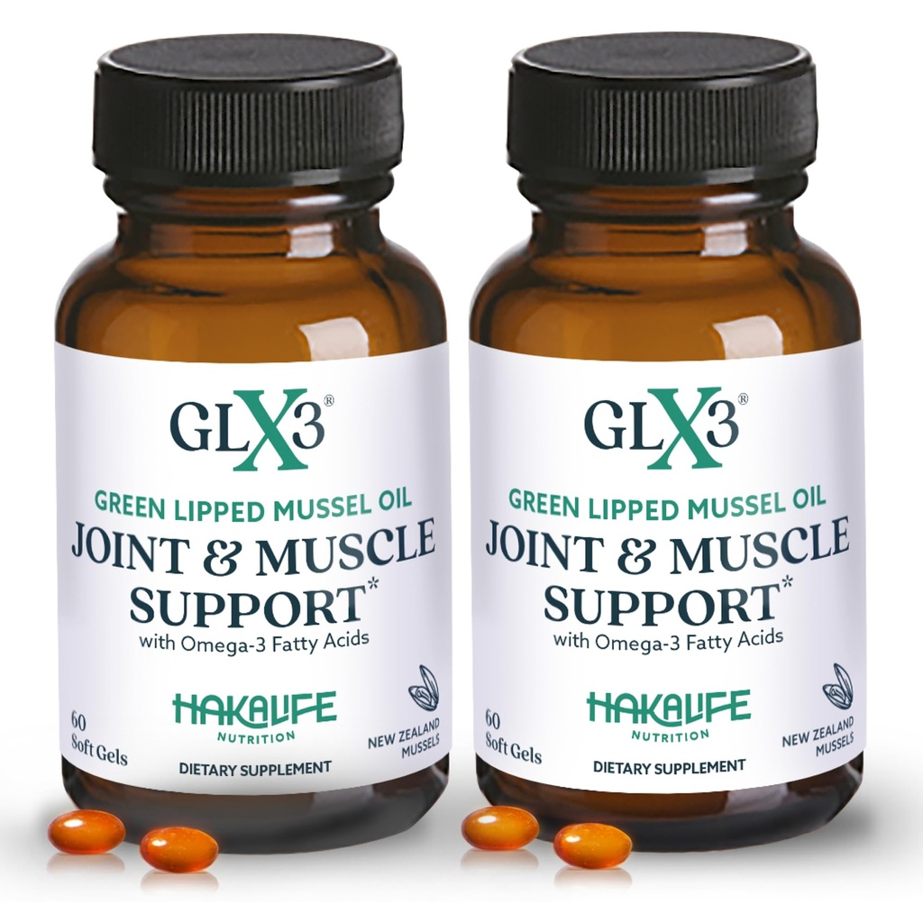 GLX3 Green Lipped Mussel Oil Capules for Joint and Muscle Support – Extra-Strength ETA, EPA, DHA Omega-3 Green Lipped Mussel 由Hakalife GLX3 制作的舒适性,灵活性和回收性补充材料