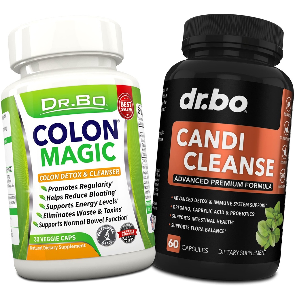 Colon Cleanse Candi Detox Formula - 天然肠道清洁剂,用于肠道布局和抗过度生长的清洁 女性和男性 - 日常便秘救济补充 Gut胃平衡控制