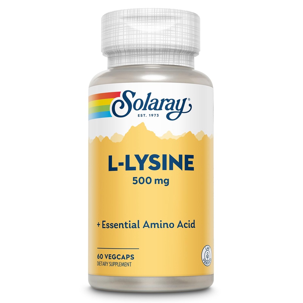 SOLARAY L L LYSINE 500 mg CAPSules - 免费基本氨基酸补充剂 - 用L-LYSINE氨基酸提供强力健康支持 - 实验室验证,60天保证,60次服务,60次Veg CAPs