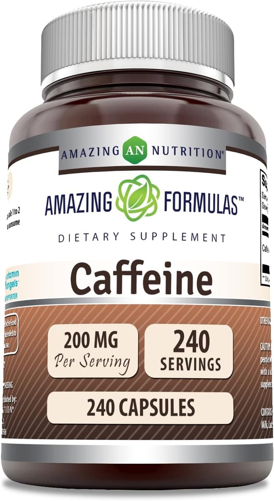 神奇的咖啡因配方 200 Mg / service | Capsules | Non-GMO | Gluten-Free | |  USA (1 Pack, 240 Counter) 在美国制造的