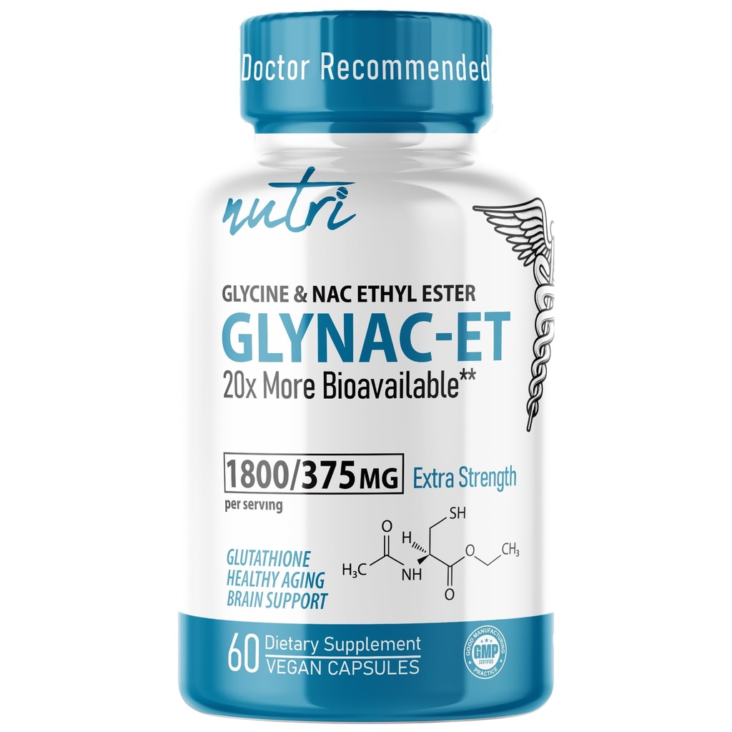 NAC Ethyl Ester + Glycine - 超强375mg - NACET 含硒 - 80% 生物利用率 - N-乙酰基斯坦 - 抗衰老补充剂,靴子胶硫酸 - 60 Capsules - 第三方测试