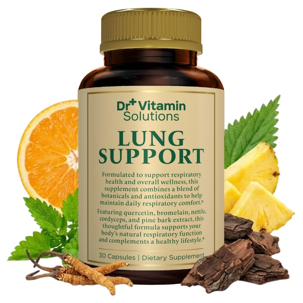 DR VITAMIN SOLUTIONS 男与女肺除毒补充剂 - 10in-1 blend w/Vitamin C & Butterbur Root - 支持肺健康和呼吸功能 - 改善呼吸,氧气流 - 30 Vegan Caps