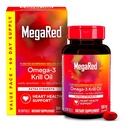 MegaRed Atlantic Krill Oil 500mg Omega 3 Fatty Acid Supplement, Extrastrong EPA & DHA Krill Oil Softgels (90cnt Box), Astaxanthin, 心脏健康补充品,无鱼油余味