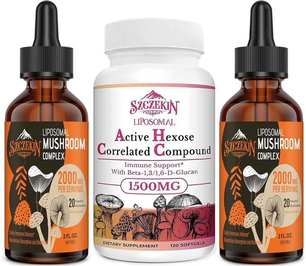 1500 MG Liposomal 活性 Hexose Corl相关补充 120 SoftGels Bundle 与 2000 MG Liposomal 蘑菇复合体 滴水 60 服务
