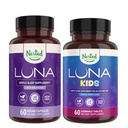 Nested Naturals Sleep Aid Bundle & Luna 成人和Luna 儿童与自然成份(Melatonin、Chamomile、Valerian)的深眠和放松(120个计数)睡眠援助