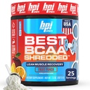 BPI 体育最佳BCAA Shred - 咖啡因自由热能恢复饮料,精益肌肉建筑 BCAA 男女粉,预研 BCAAs 氨基酸 - 果汁 - 25种服务