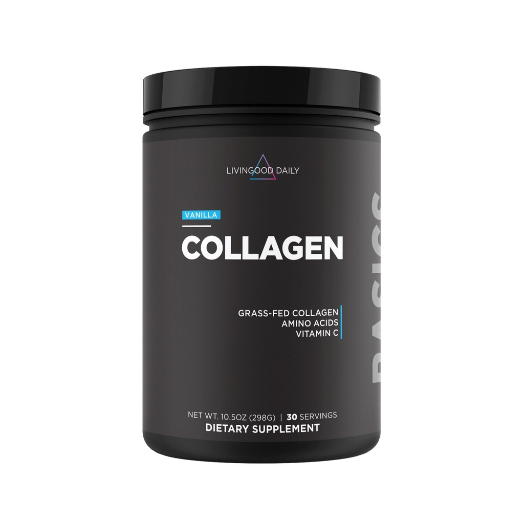 Livingood Daily Vanilla Collagen Powder for Women & Men, Hydrlyd Collagen Peptides Powder with Vitamin C,蛋白质配20种氨基酸,I型和III型,草药,Keto, Paleo, Gluten Free, 30 Srvgs