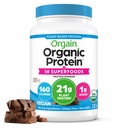 Orgain 有机维冈蛋白+50超级食品 粉末 奶油巧克力糖 - 21g 植物基蛋白 9g Prebiotic Fiber,无乳糖,无糖,无添加糖,2.02磅(包装 May Vary)