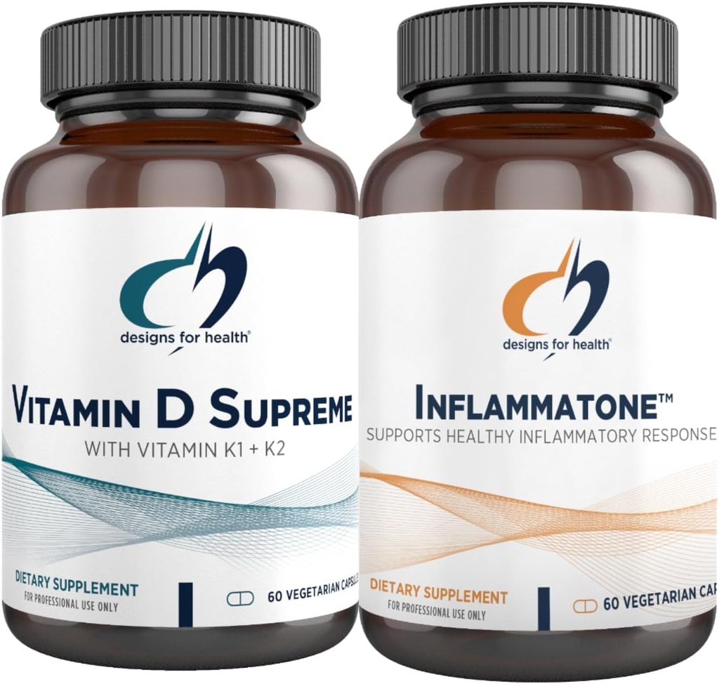 健康维生素D 最高 + 炎症药盒的设计 - 维生素D35000 IU + 2000mcg 维生素K 具有促进健康炎症反应的酶植物混合物 - 2 产品