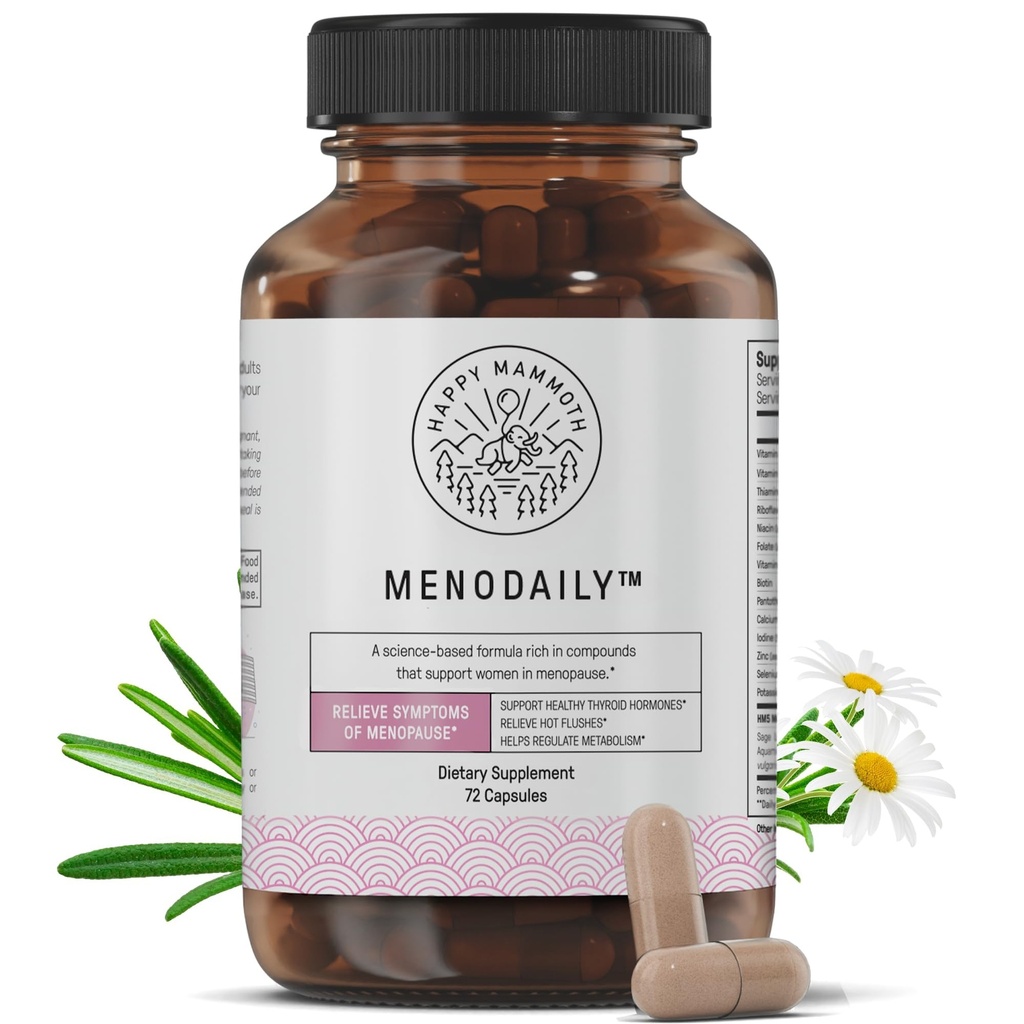 快乐的Mammoth Meno Daily Menopause Vitamins & Suppers for Women (* Not Hormone Harmony), Boost代谢, 健康皮肤, 头发和钉子, 热闪光, 摩德支持, 72 Caps