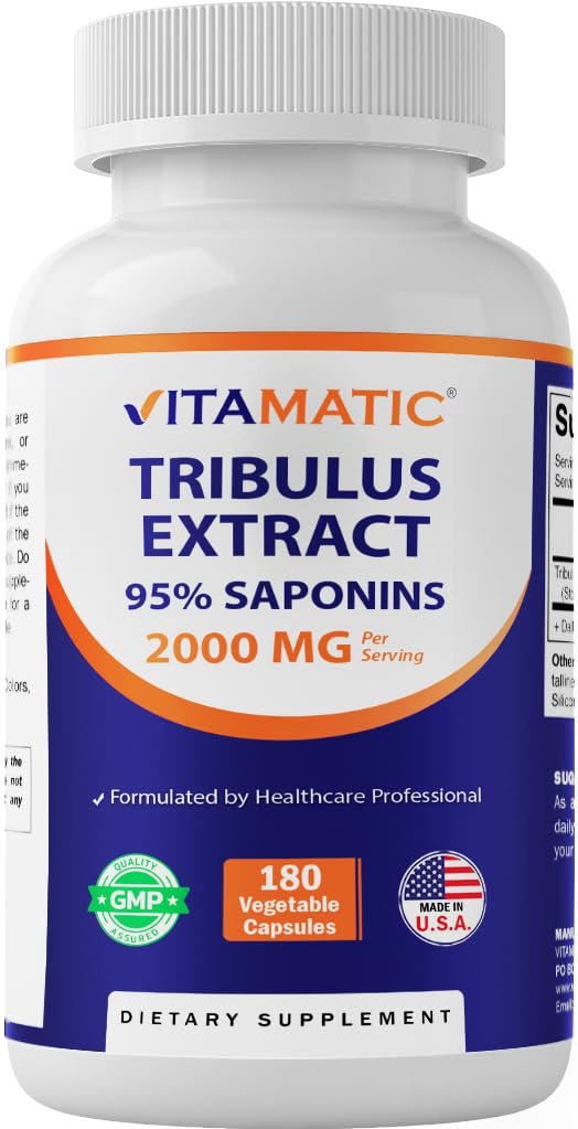 男子维生素Tribulus Terrestris -- -- 每服2000毫克 -- -- 95%的萨波宁 -- -- 180个蔬菜罐头 -- -- 在美国制造 -- -- Gluten Free & 非GMO
