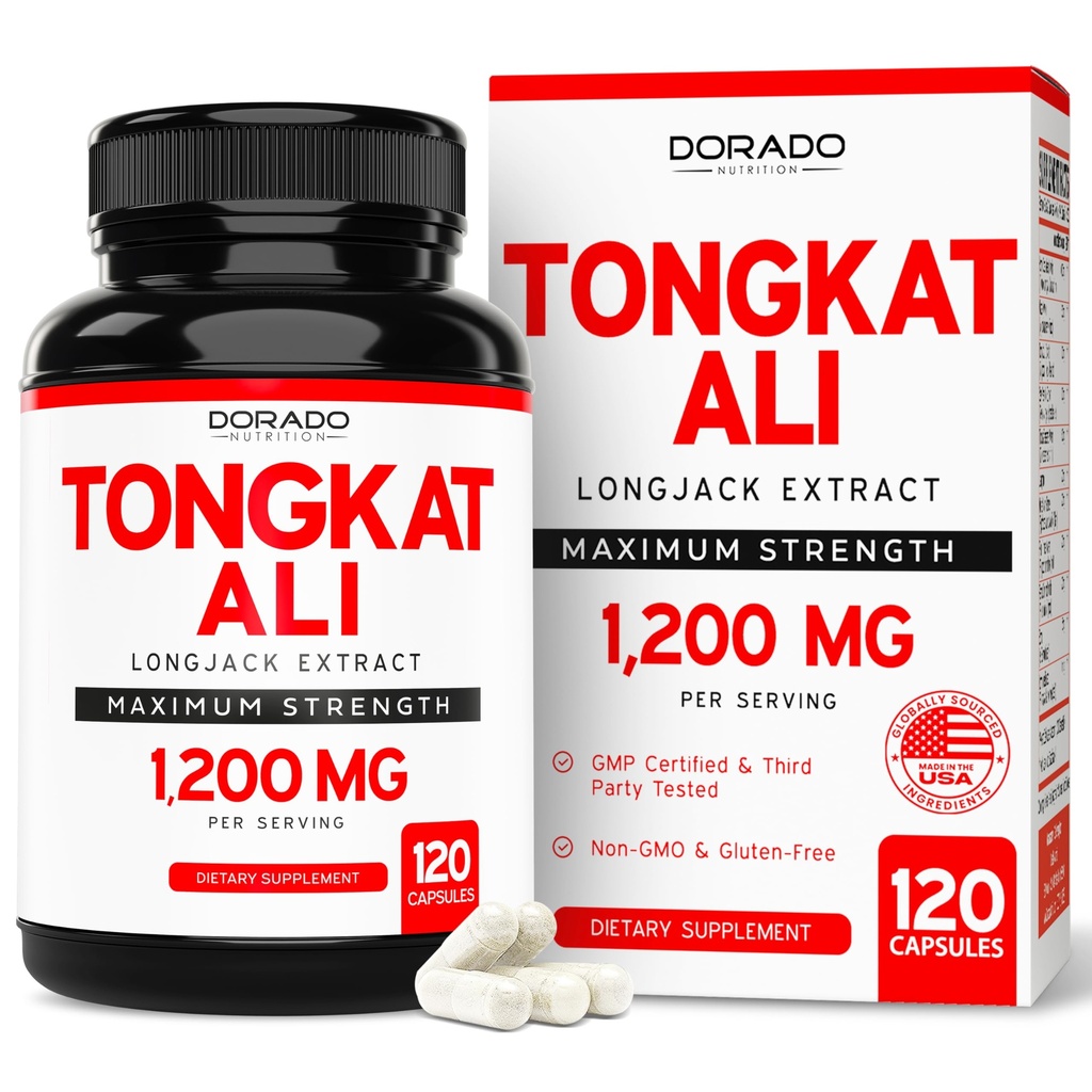 Tongkat Ali for Men (长杰克) Eurycoma Longifolia 提取 1200mg pervice, 120 Capsules - Longjack Tongkat Ali for Men's Health and Virity Support - 第三方测试,美国制造和非GMO