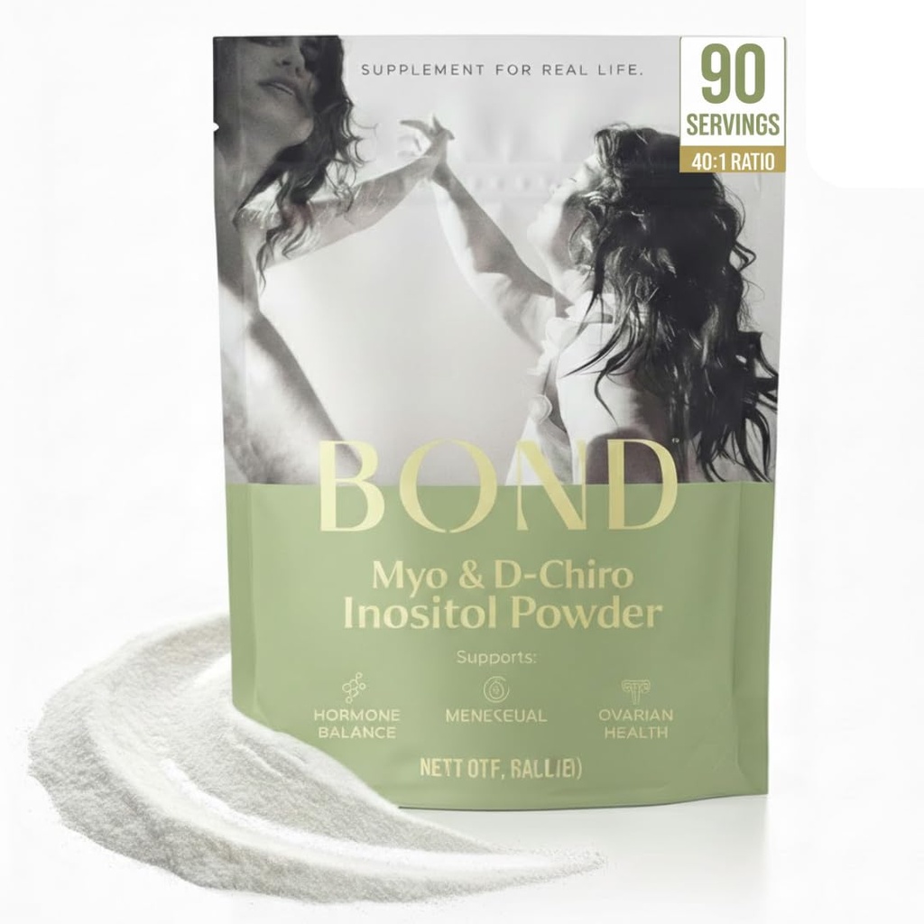 Bond Myo-Inositol & D-Chiro Inositol Powder – Hormone 平衡,周期规律和Ovarian 支持女性补充 – 40:1 比例公式 – Vegan,无糖,90 服务