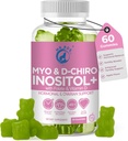 Inositol Gummys PCOS 配有 Folate & Vitamin D - Myo & D - Chro Inositol Blend, 40:1 比例, 60 苹果 Flavor Gummys