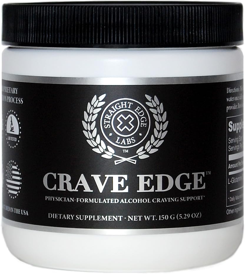 Crave Edge酗酒支持、物理师-拟制的反酒精替代饮料、停止饮用、肝脏解毒、快动作、无大药丸或坏味(150G粉,30种服务)
