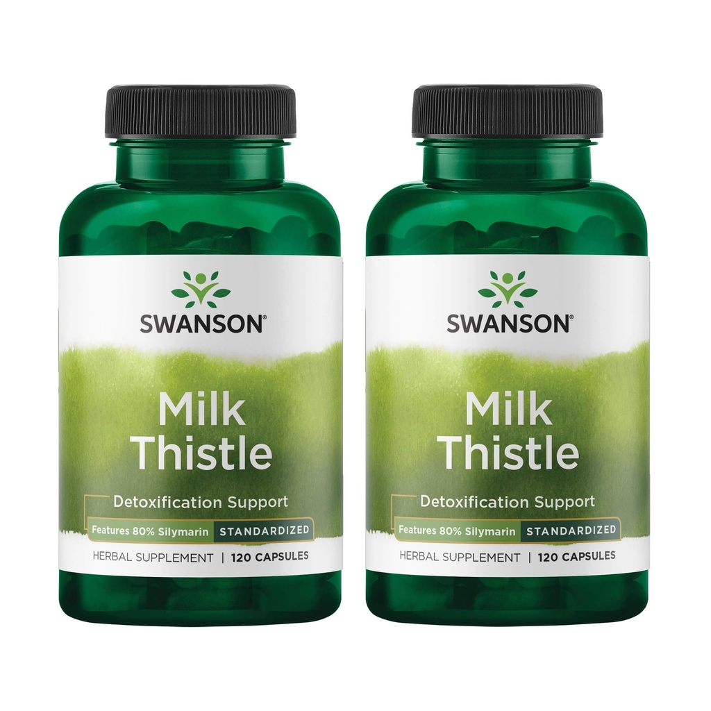 Swanson Milk 硝酸盐(标准化) - 草药肝脏支持补充剂w/80% Silymarin - 有助于维持总体健康和福祉的自然公式 - (120 Capsules)(2包)