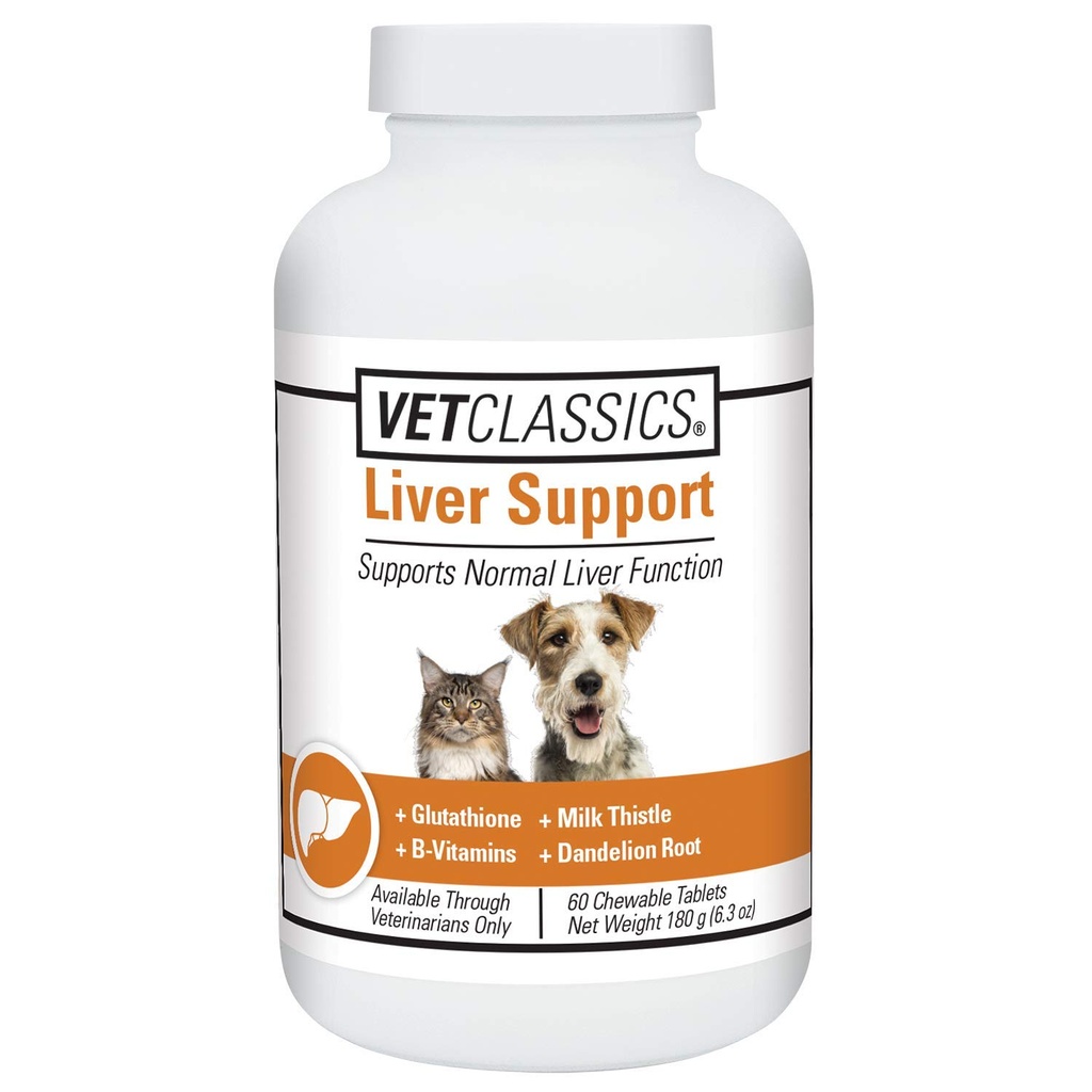 Vet Classics Liver 支持狗,猫 – Liver 函数 – B-维他命, Glutathione, Milk Thetle – Soft Tablets, Chews – 60 Chewable Tablets 的宠物健康补充 狗,猫 – Liver 函数 – B-维他命, Gluutathione, 牛奶 – 奶子 – 软板, Chews – 60 Chewable Tablets