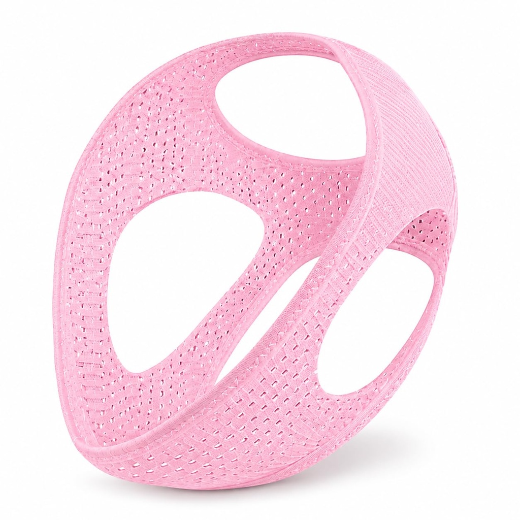 Anti Snoring Chin Strap for Sleeping, Breathable Snoring Chin Strap Jaw Strap for Mouth Breathing Support, Soft Reusable Sleep Chin Strap to Help Keep Mouth Closed, Men Women, Pink