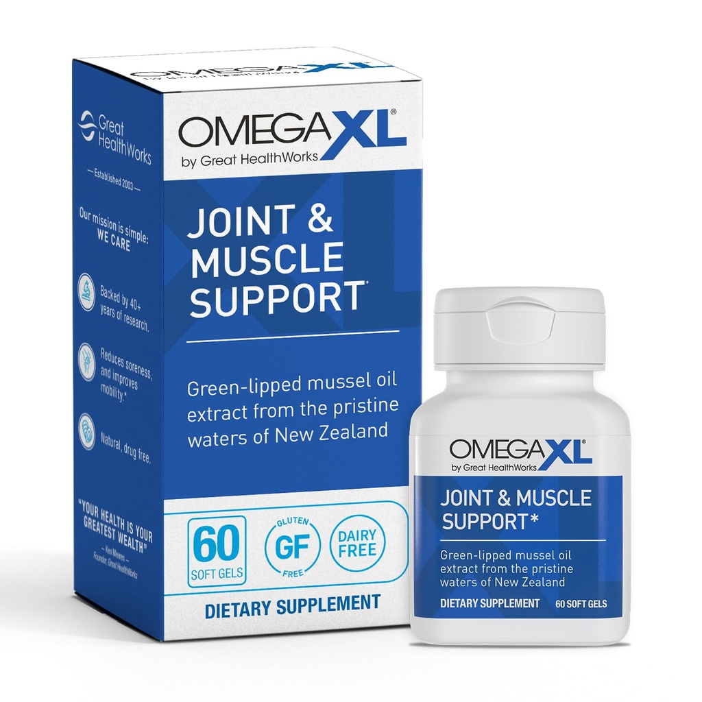 OmegaXL 联合支助补编,救济 -- -- 天然肌肉支助,绿色浸泡贻贝油,软胶药,无毒,60个