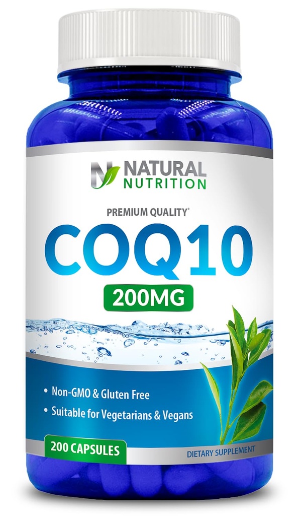 通用天然维生素Coq10,200mg,200Capsules,快速吸收 - Gluten自由与非GMO