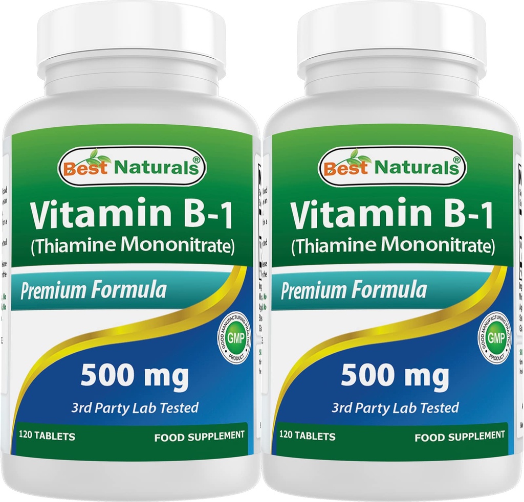 最佳自然素维生素B1作为Thiamine Mononitriate 500 mg 药片(120个计数(包2))