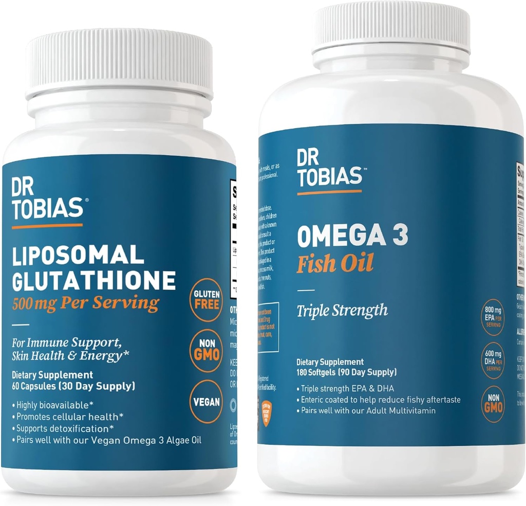 Tobias Omega博士 3 鱼油和利波索马尔·格卢塔西翁 -- -- 支持免疫功能、皮肤健康和营养吸收 -- -- 非GMO