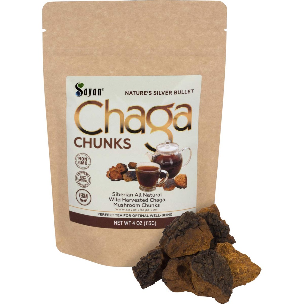 Sayan Siberian Prure Raw Chaga 蘑菇裂片与黑色顶壳 4 Oz / 113 g – Premium Wild-Harvested Antioxidant Tea 用于免疫支持,聚焦和消化健康 - 非GMO