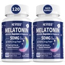 NEVISS Melatonin 50 mg for Adults - Extrastruct 9-in-1 快溶分语言 - 高剂量与甘油镁,维生素D3, Ashwagandha,柠檬浆, 香菊, 无糖, Vegan 120片