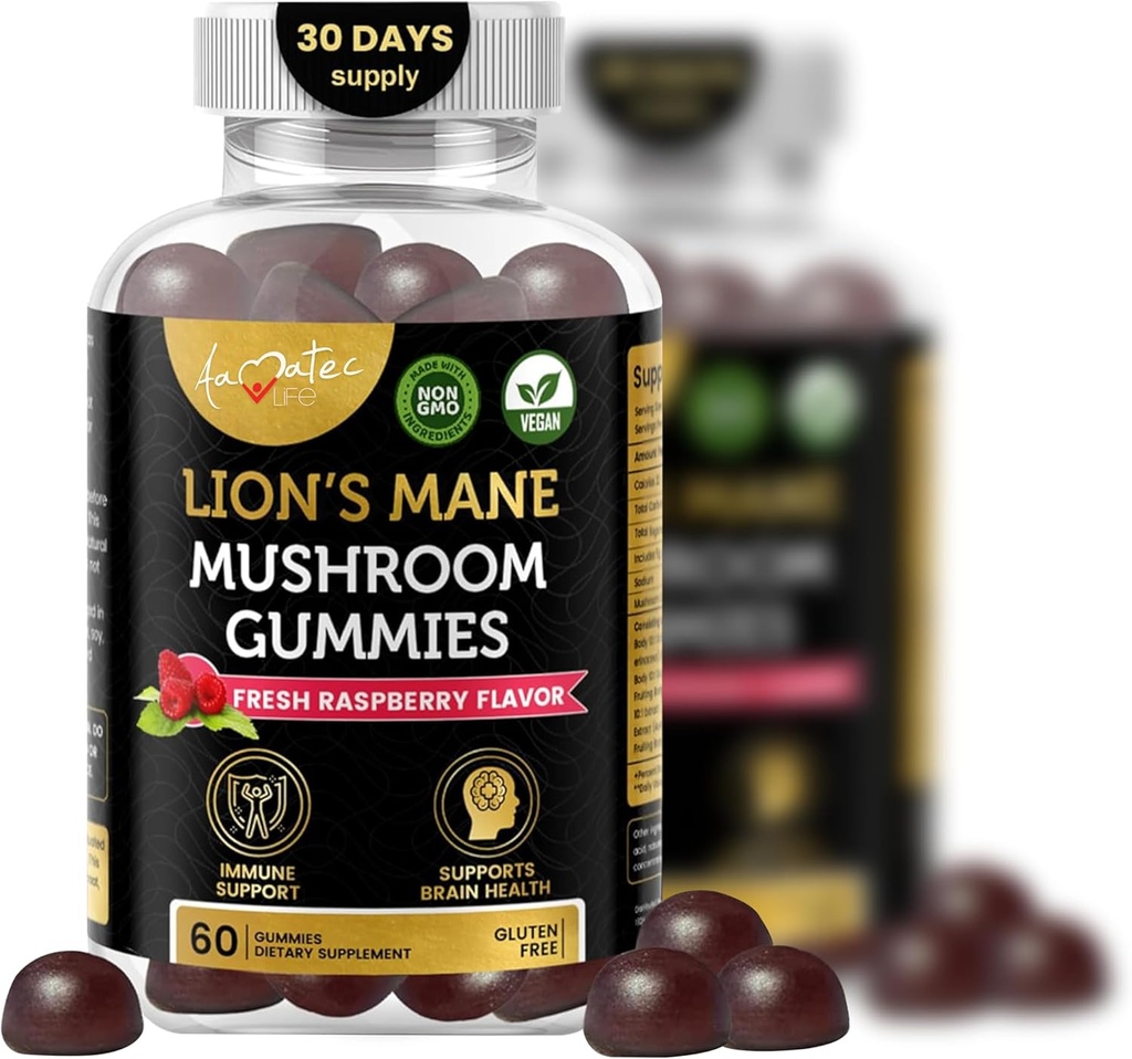 成人生活蘑菇Gummys 10 蘑菇综合体 狮子马尼·雷希·查加和科迪塞普斯蘑菇 |脑,Immune和能量支持 | 拉斯贝里火焰