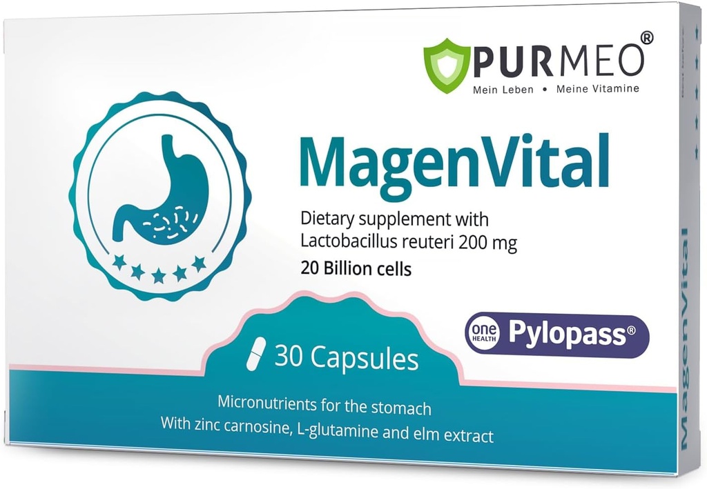 5 in 1 H. Pylori Probiotics - Gastritis Support - 每日1 – Pylopass Lactocillus Reuteri DSM17648 - 不需冷冻 - 德国制造