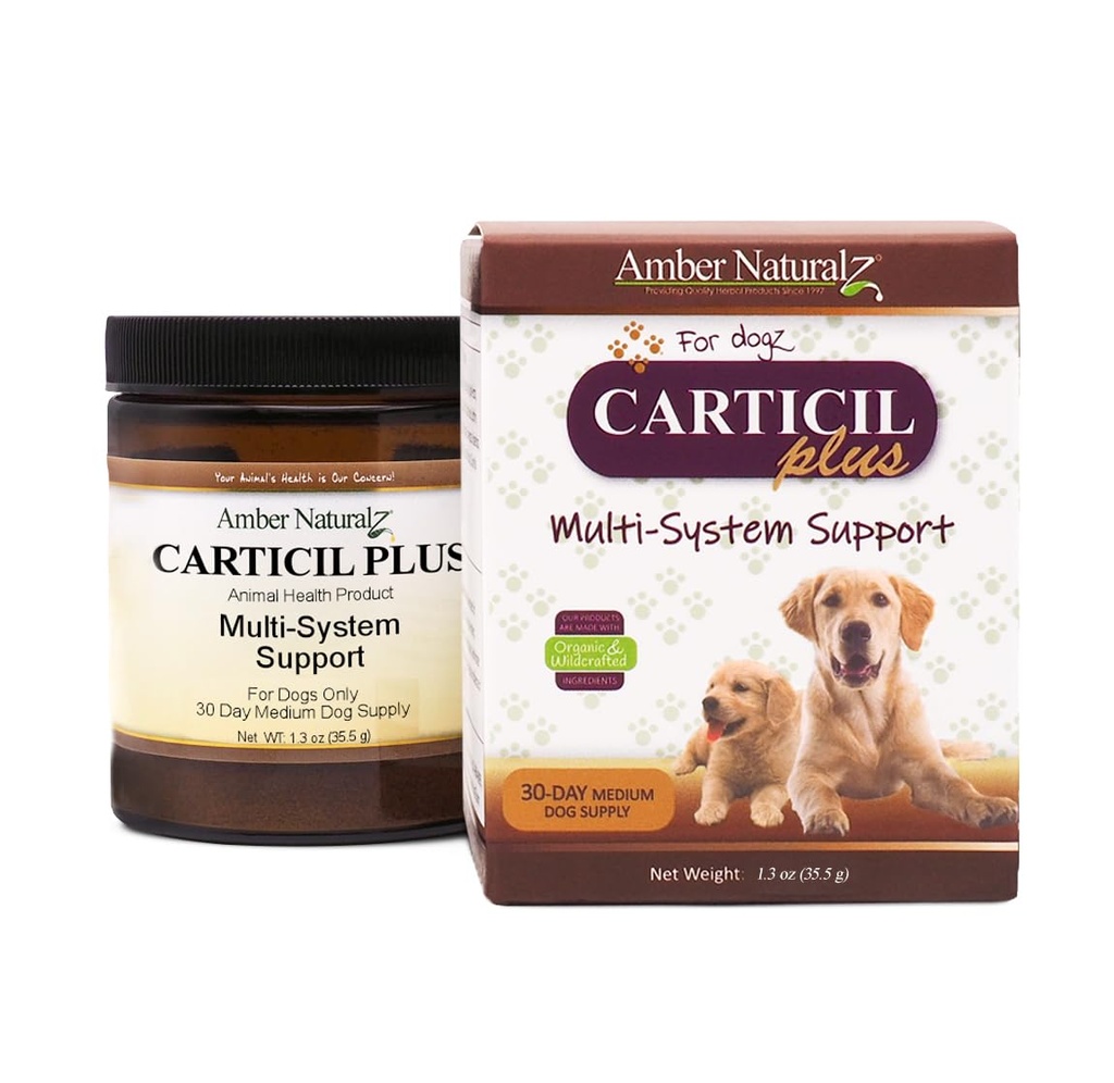 Amber NaturalZ Carticil Plus 狗的草药补充品 + 支持联合、消化和免疫健康多系统 + 整体健康与生命的自然援助 + 30天中型狗供应