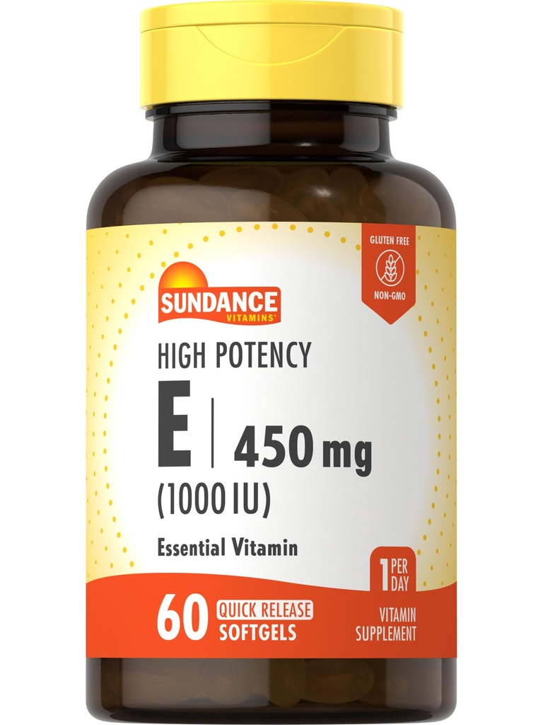 圣丹斯高潜力维生素E 450mg (1000 IU) 软胶60 软胶 基本维生素补充 | Non-GMO和Gluten Free Formula
