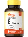 圣丹斯高潜力维生素E 450mg (1000 IU) 软胶60 软胶 基本维生素补充 | Non-GMO和Gluten Free Formula