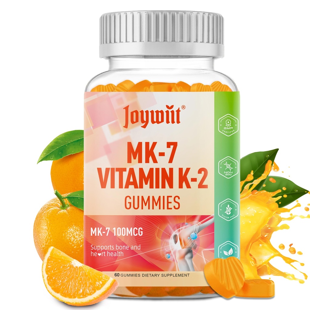 维生素K2 MK-7 Gummys 100mcg, 骨骼和 He-Art 支持的外力K2 维生素补充, 厨用天然橙色火焰, 非 GMO, Vegan, 60 Gummys