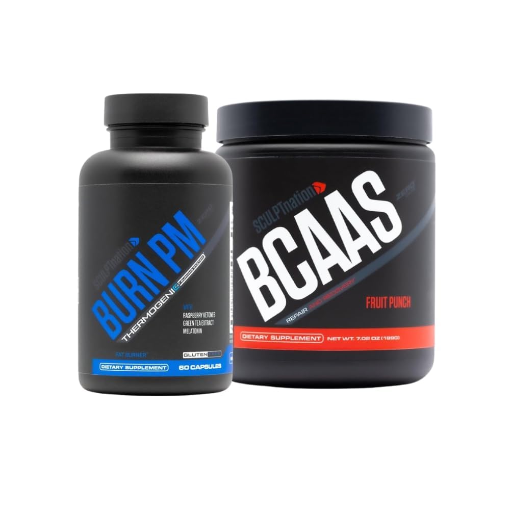 V Shred Burn PM 和 BCAA 水果扑粉盒的雕塑民族