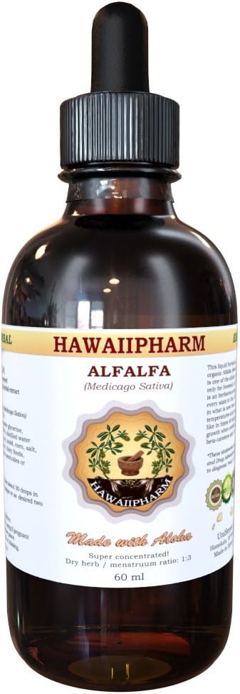 夏威夷Alfalfa液体提取物,有机Alfalfa (Medicago Sativa) 干叶细丁补充剂 4 oz
