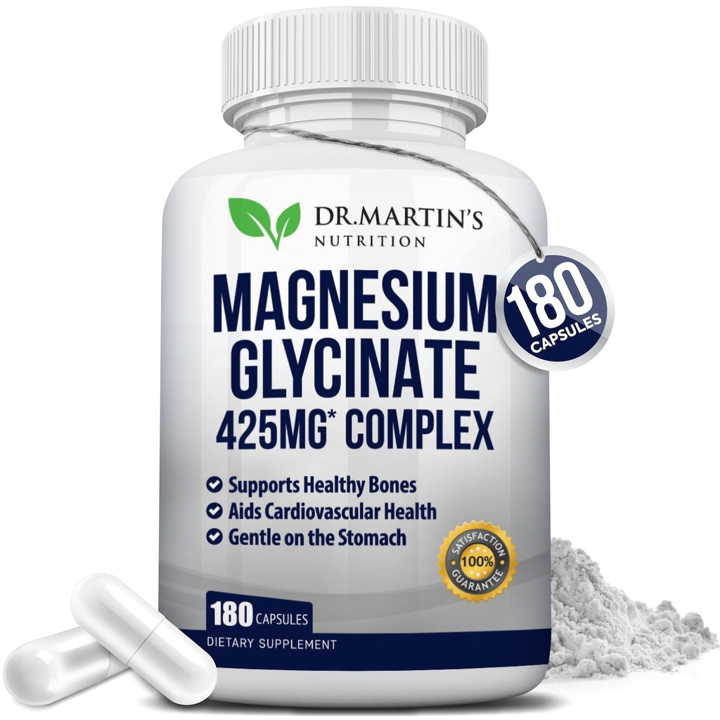 甘油酸镁精液425mg - 180 Vegan Capsules - 帮助缓解压力、睡眠、肌肉凝固和健康心脏 QQ