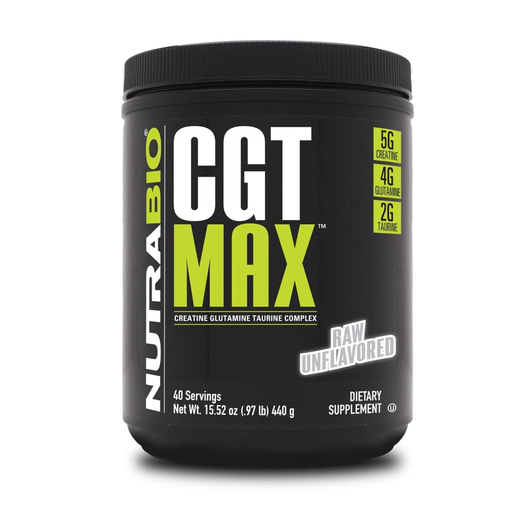 支持肌肉恢复和力量的NutraBio CGT-MAX Powder-Creatine、Glutamine和陶林 -- -- 40种服务 -- -- 不受欢迎