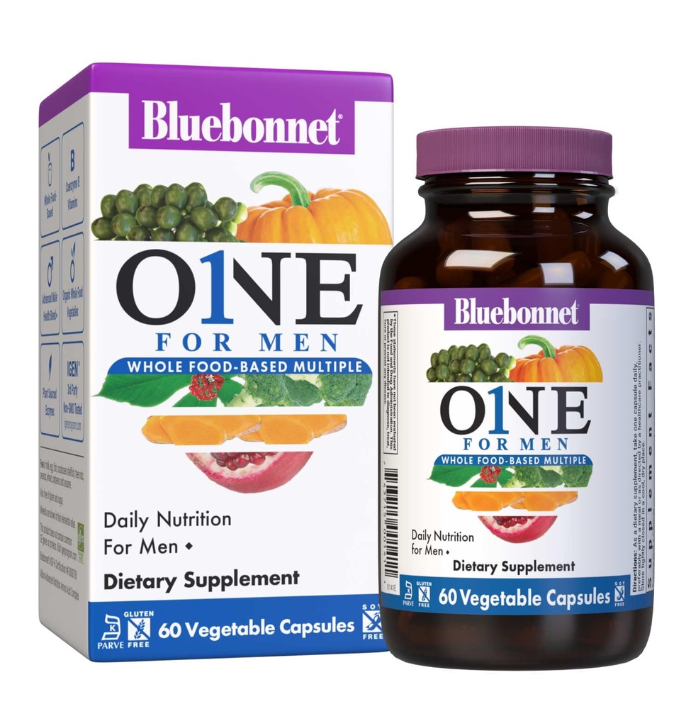 Bluebonnet 营养男单蔬菜卡普苏尔,全食多份,K2,有机,能源,生命力,非GMO,Gluten,Soy & Milk Free,Kosher,3个月供应,90个计数