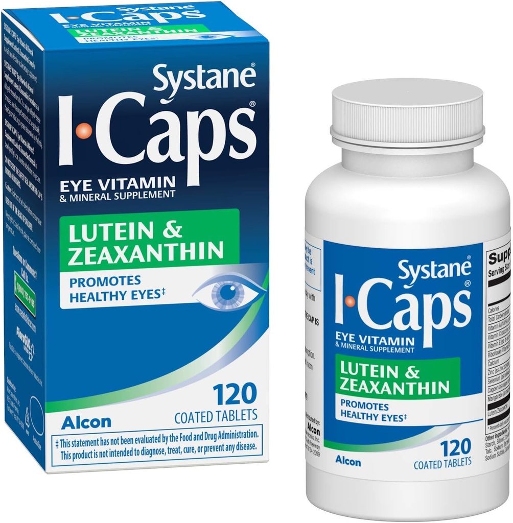 Systane ICaps Eye 维生素和矿物补充剂,Lutein & Zeaxanthin公式,120 化妆片