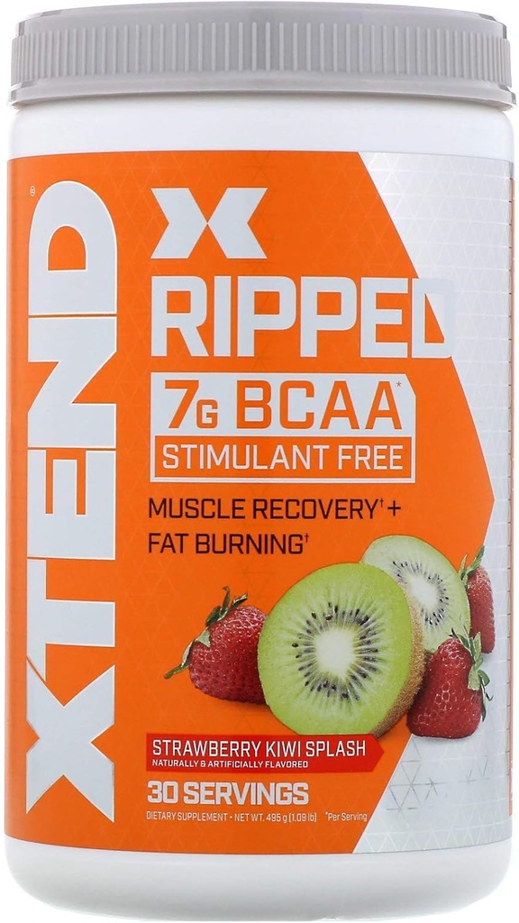 Xtend Riped BCAA 粉草莓 Kiwi + 切片公式 + 不含糖的后运动肌肉恢复饮料 + 氨基酸 → 7g BCAAs 供男性和女性使用 → 30 服务