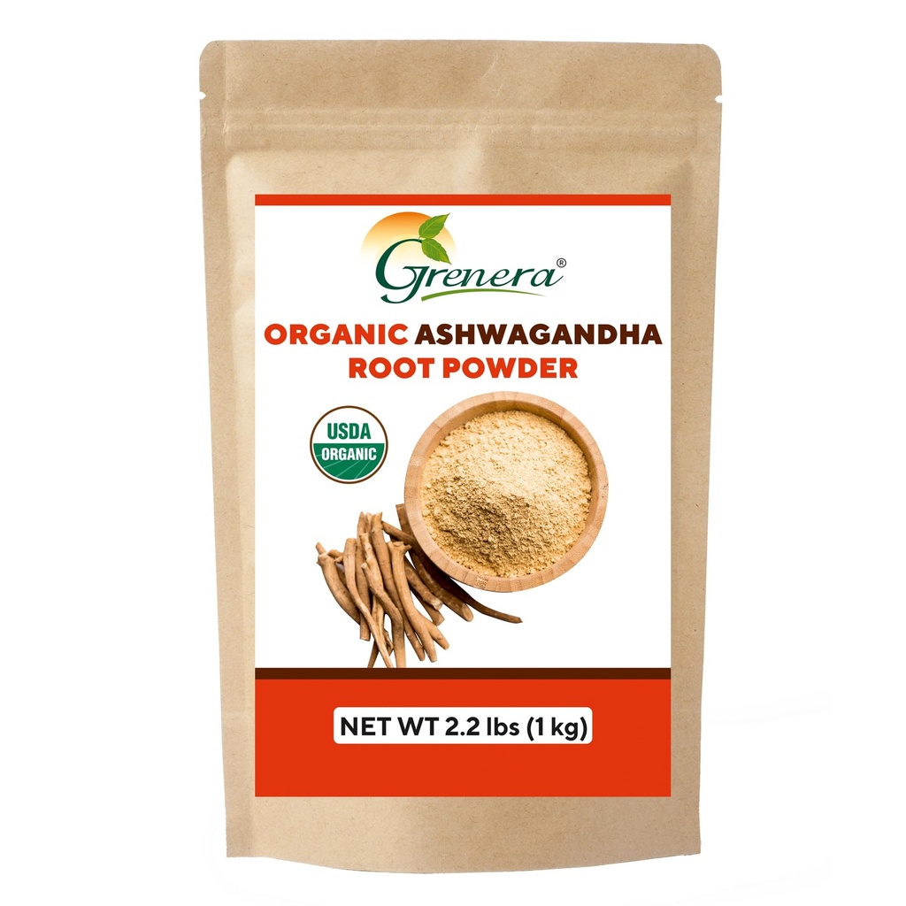 Grenera Organical Ashwagandha Powder 2.2 lbs (35.2 Ounce) (波斯尼亞索姆尼费拉) - Organic, Vegan, Kosher 认证