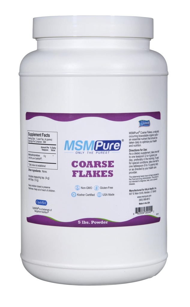 KALA 健康 MSMPTH 粗糙的MSM 粉花 – US-Made MSM 用于联合健康,皮肤外观,头发和钉子支持 – 5 lb,有机硫
