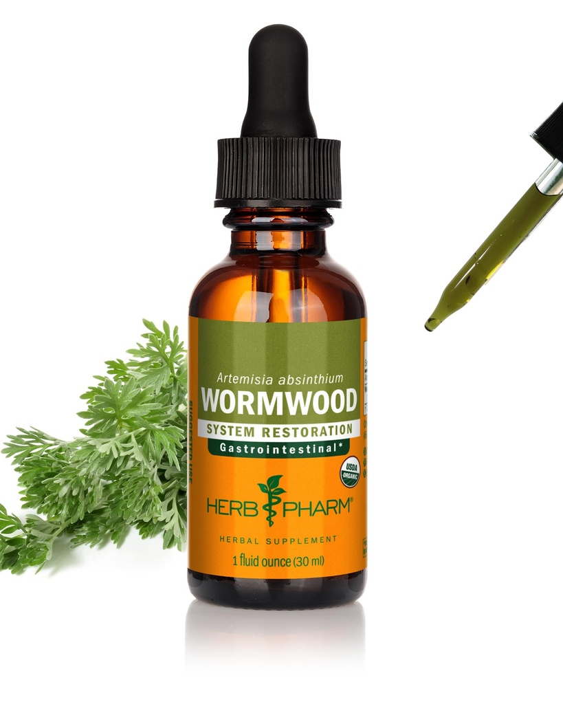 草药认证有机 Wormwood 液体提取用于消化系统支持 - 1 Ounce