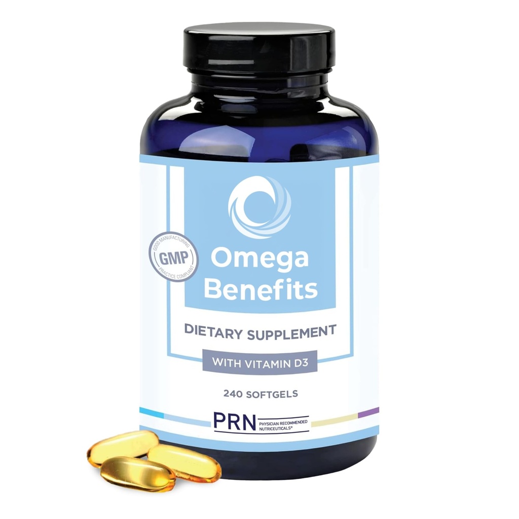 PRN DE Omega 3 补充 - 240软胶,60天供应 - rTG Omega 3 脂肪酸,含1 680mg EPA,560mg DHA和维生素D用于皮肤,联合,眼和心脏健康