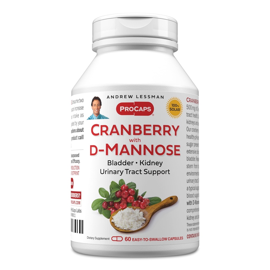 Andrew Lessman Cranberry与D-Mannose - 60 Capsules - 支持Bladder,肾脏和尿道切克健康. 高概率标准Cranberry集中和D -Mannose。 容易燕子笼盖